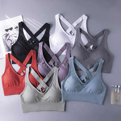 Cross Back Shockproof Sports Bra