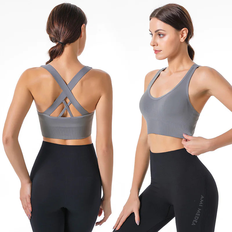 Cross Back Shockproof Sports Bra